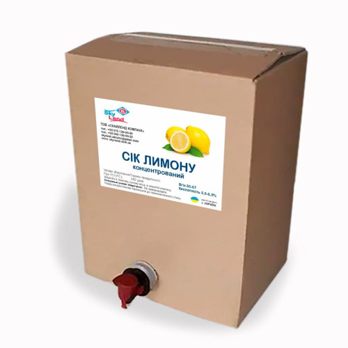 Концентрированный лимонный сок, bag-in-box 10л/13кг Концентрированный лимонный сок, bag-in-box 10л/13кг