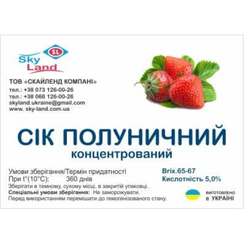 Концентрированный клубничный сок (65-67 Вrix) кислотность 5,0% 1 кг Концентрированный клубничный сок (65-67 Вrix) кислотность 5,0% 1 кг