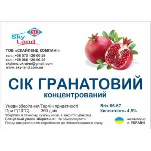 Концентрированный гранатовый сок (65-67 Briх) кислотность 4,5% 1кг Концентрированный гранатовый сок (65-67 Briх) кислотность 4,5% 1кг