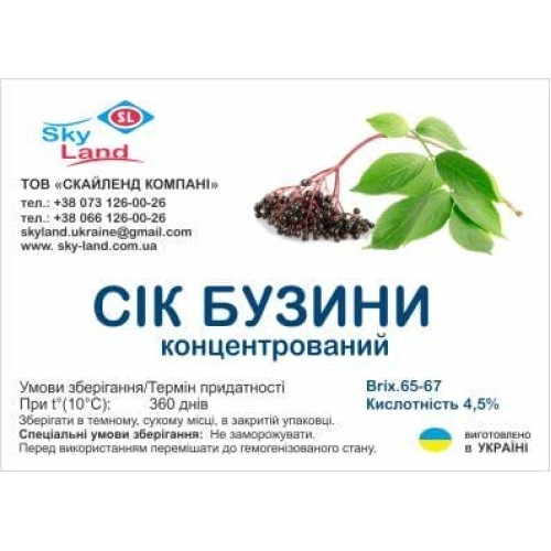 Концентрированный сок бузины (65-67 Briх) кислотность 4,5% 1кг Концентрированный сок бузины (65-67 Briх) кислотность 4,5% 1кг