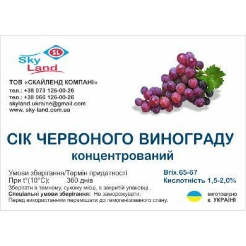 Концентрированный виноградный сок красных сортов, канистра 10л/13кг Концентрированный виноградный сок красных сортов, канистра 10л/13кг